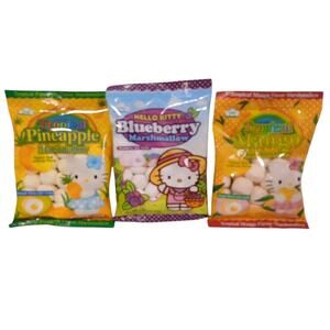 3 Packages Hello Kitty Marshmellow CANDY Blueberry Tropical Mango Jelly FILLED